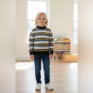 Stylish Kids Striped Sweater - Black, Gray, Yellow (Boys 4-5 years)